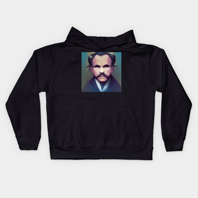 Friedrich Nietzsche portrait | Anime style Kids Hoodie by Classical